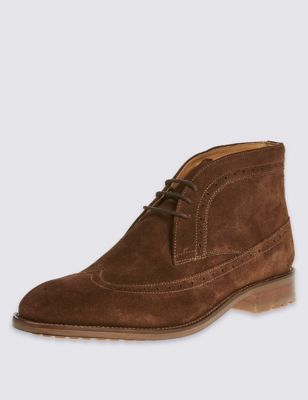 Suede Lace-up Brogue Chukka Boots